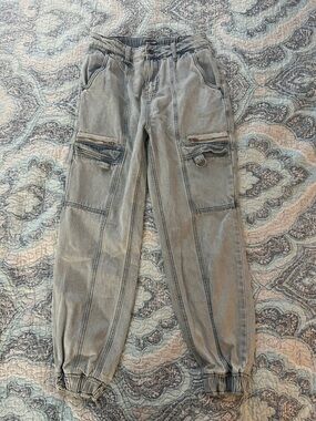 Hot Topic Light Wash Blue Wide Leg Cargo Jeans